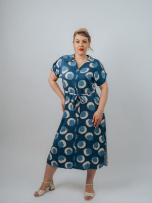 Rochie bleu cu imprimeu modern
