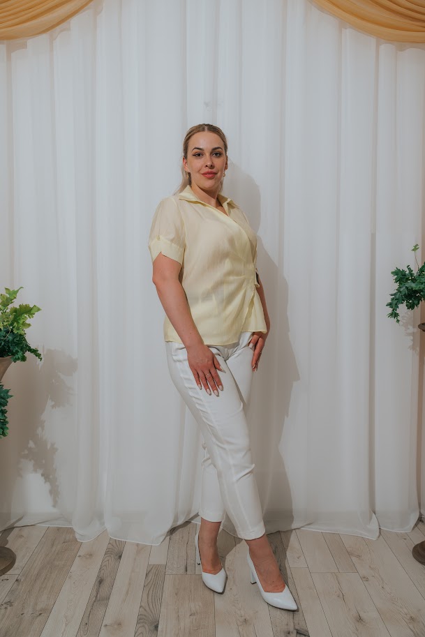 Pantaloni țigaretă albi cu croială conică clasică și cu lungime până la gleznă - imagine 3